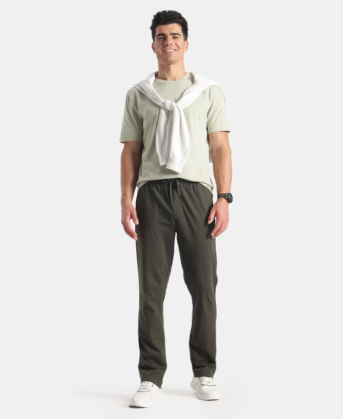 Super Combed Cotton Rich Regular Fit Trackpant with Side Pockets - Olive