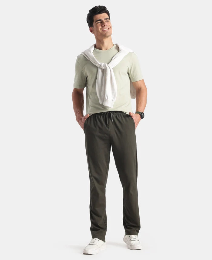 Super Combed Cotton Rich Regular Fit Trackpant with Side Pockets - Olive