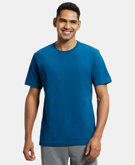 Super Combed Cotton Rich Round Neck Half Sleeve T-Shirt - Seaport Teal-1