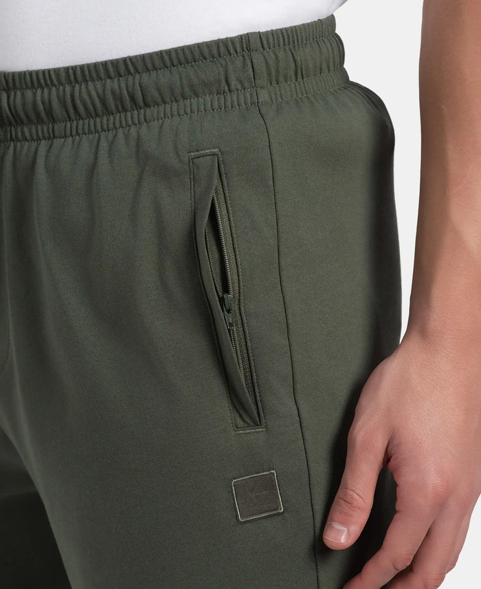 Super Combed Cotton Rich Straight Fit Shorts with Zipper Pockets - Thyme & Black