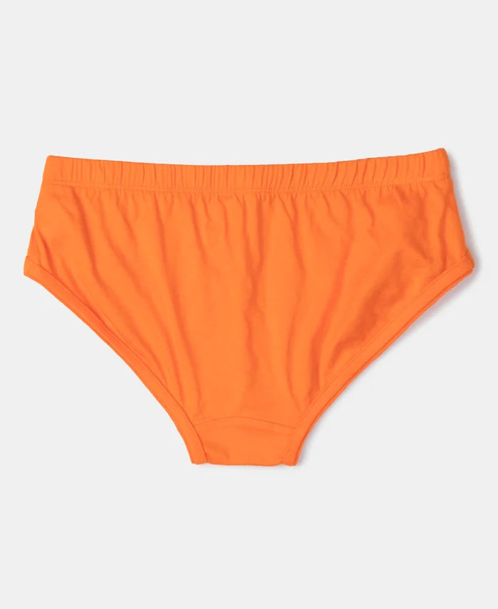 Super Combed Cotton Solid Brief with Ultrasoft Waistband - Mandarin Orange, Navy & Ocean Depth (Pack of 3)