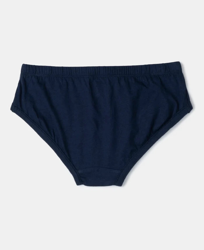 Super Combed Cotton Solid Brief with Ultrasoft Waistband - Mandarin Orange, Navy & Ocean Depth (Pack of 3)