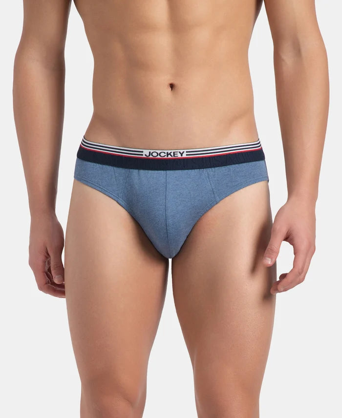 Super Combed Cotton Solid Brief with Ultrasoft Waistband - New Light Denim Melange (Pack of 2)