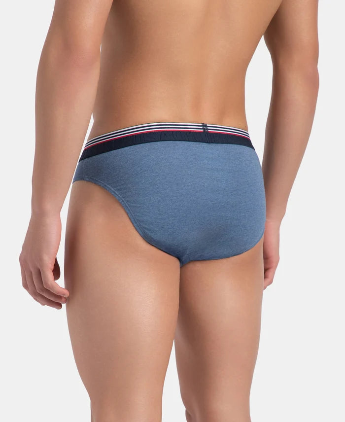 Super Combed Cotton Solid Brief with Ultrasoft Waistband - New Light Denim Melange (Pack of 2)