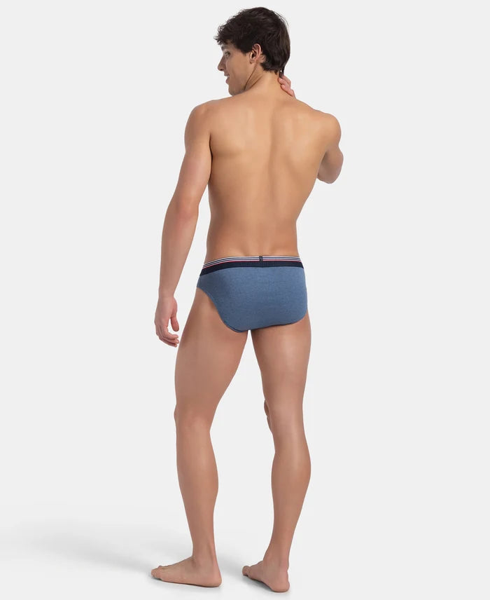 Super Combed Cotton Solid Brief with Ultrasoft Waistband - New Light Denim Melange (Pack of 2)