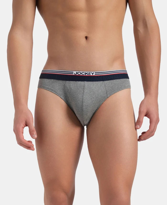Super Combed Cotton Solid Brief with Ultrasoft Waistband - New Mid Grey Melange (Pack of 2)