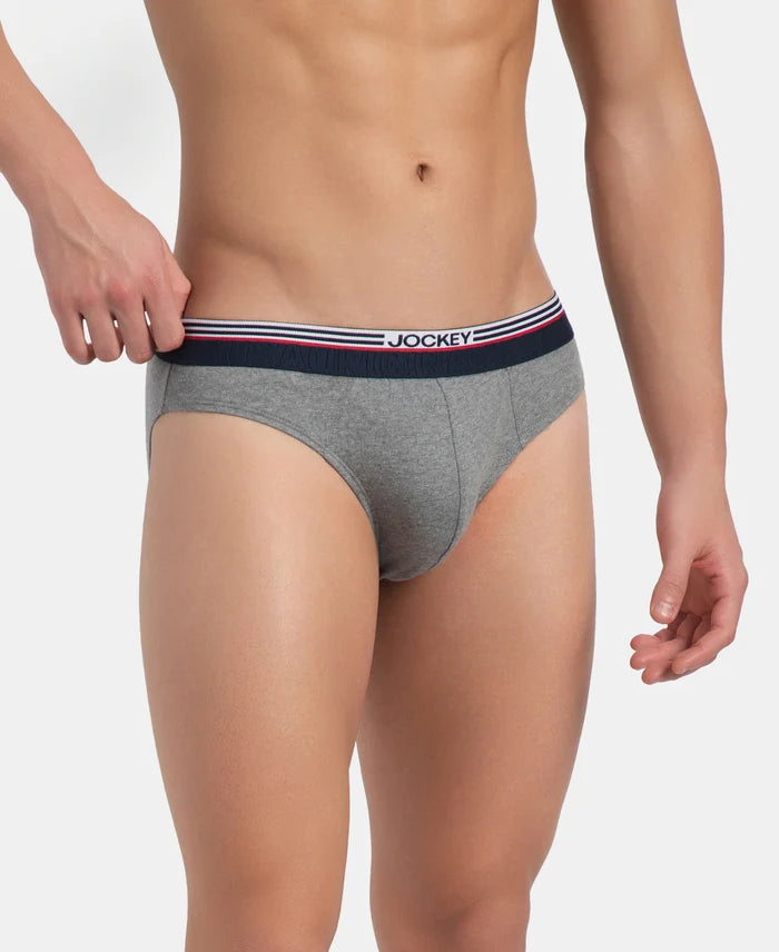 Super Combed Cotton Solid Brief with Ultrasoft Waistband - New Mid Grey Melange (Pack of 2)