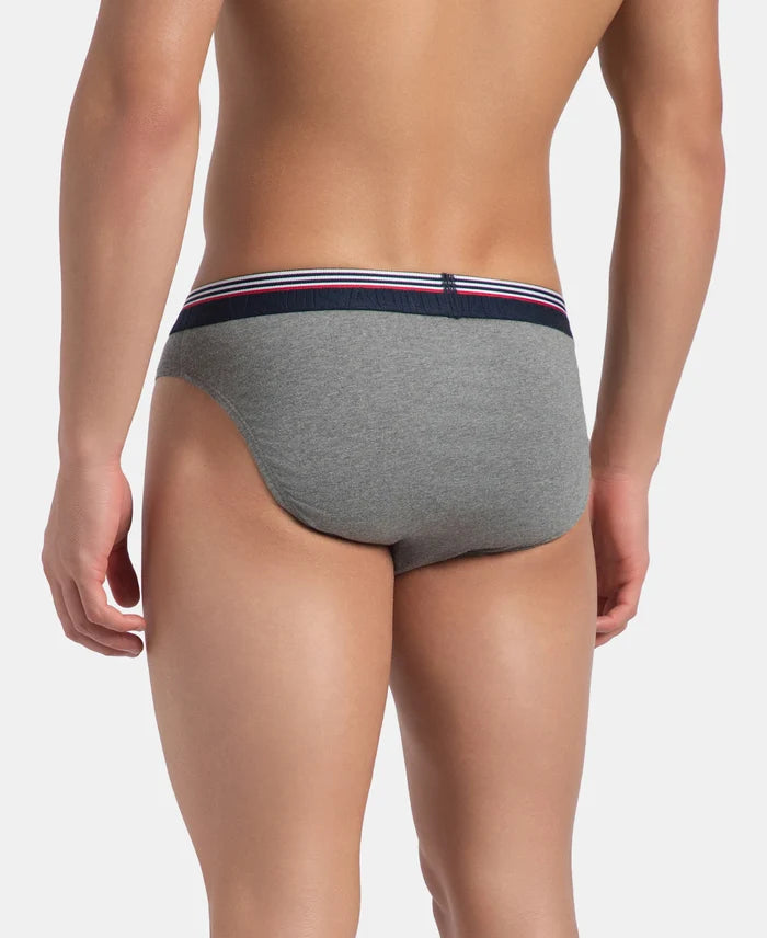 Super Combed Cotton Solid Brief with Ultrasoft Waistband - New Mid Grey Melange (Pack of 2)