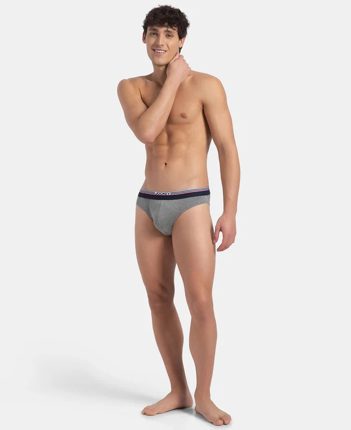 Super Combed Cotton Solid Brief with Ultrasoft Waistband - New Mid Grey Melange (Pack of 2)