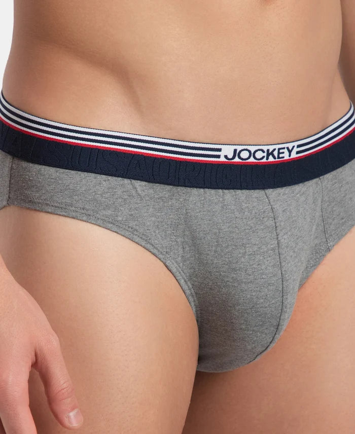 Super Combed Cotton Solid Brief with Ultrasoft Waistband - New Mid Grey Melange (Pack of 2)