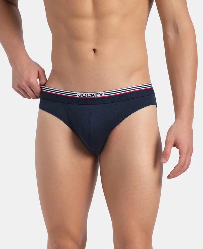 Super Combed Cotton Solid Brief with Ultrasoft Waistband - New Navy (Pack of 2)