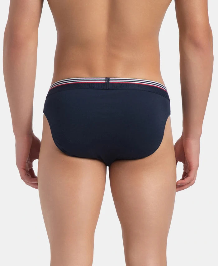 Super Combed Cotton Solid Brief with Ultrasoft Waistband - New Navy (Pack of 2)