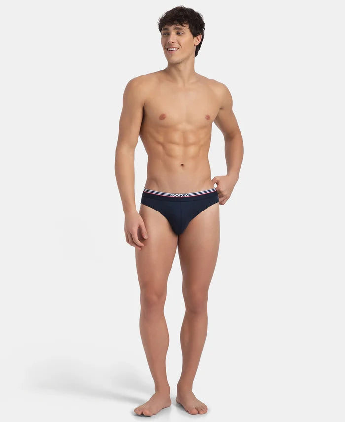 Super Combed Cotton Solid Brief with Ultrasoft Waistband - New Navy (Pack of 2)
