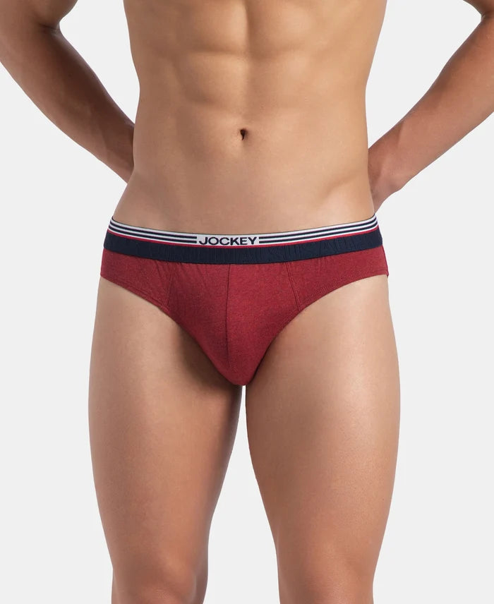 Super Combed Cotton Solid Brief with Ultrasoft Waistband - New Red Melange (Pack of 2)