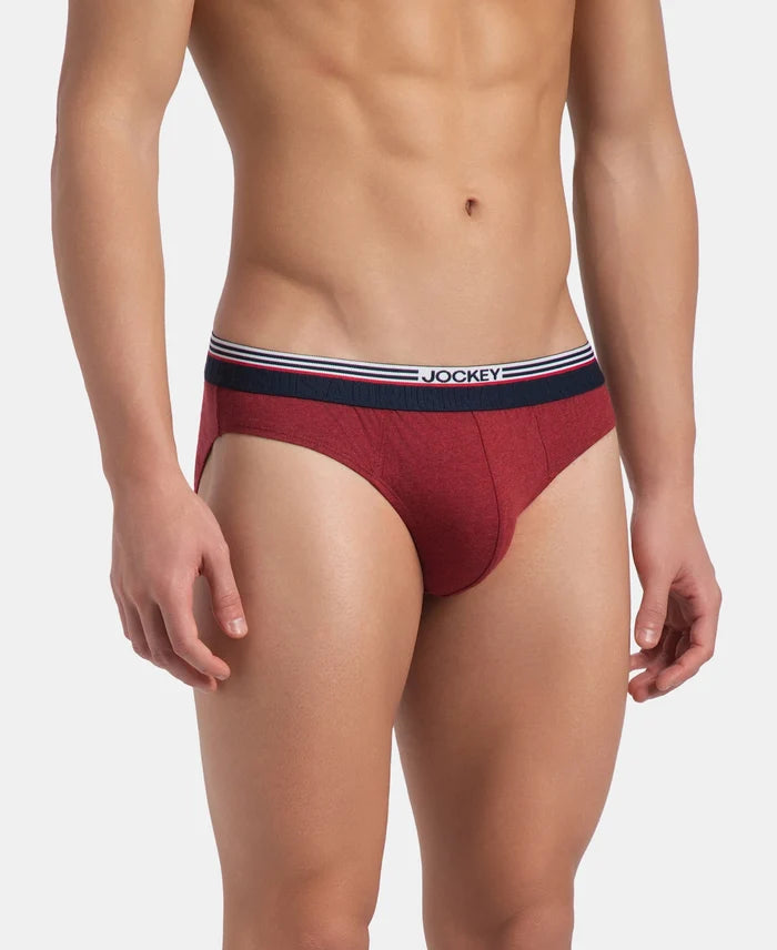 Super Combed Cotton Solid Brief with Ultrasoft Waistband - New Red Melange (Pack of 2)