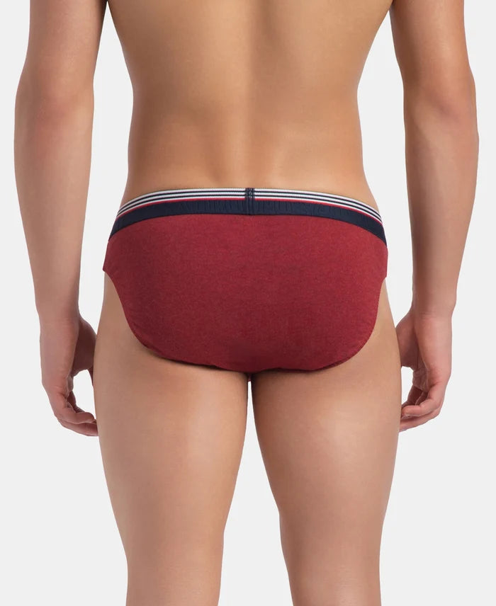 Super Combed Cotton Solid Brief with Ultrasoft Waistband - New Red Melange (Pack of 2)
