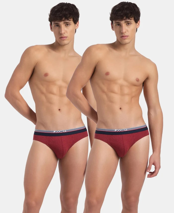 Super Combed Cotton Solid Brief with Ultrasoft Waistband - New Red Melange (Pack of 2)