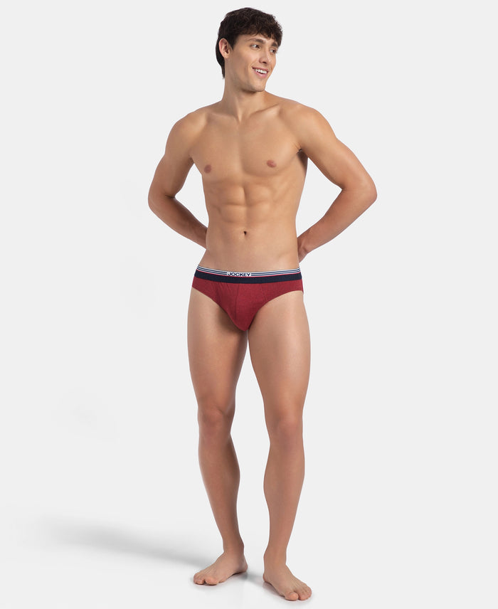 Super Combed Cotton Solid Brief with Ultrasoft Waistband - New Red Melange (Pack of 2)