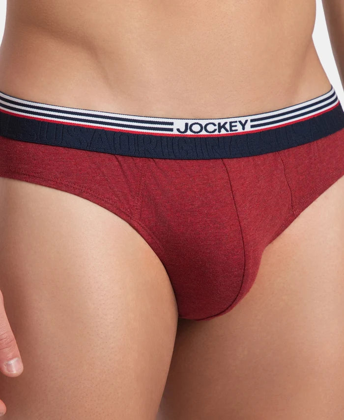 Super Combed Cotton Solid Brief with Ultrasoft Waistband - New Red Melange (Pack of 2)
