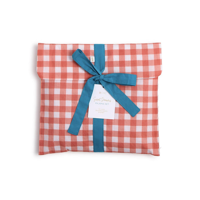 Sweet Dreams Coral Gingham Printed Pajamas