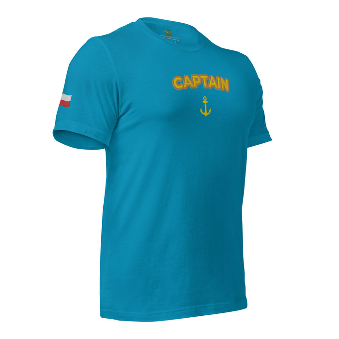 T-shirt with embroidery Captain and Polish flag - IamSEAWOLF shop