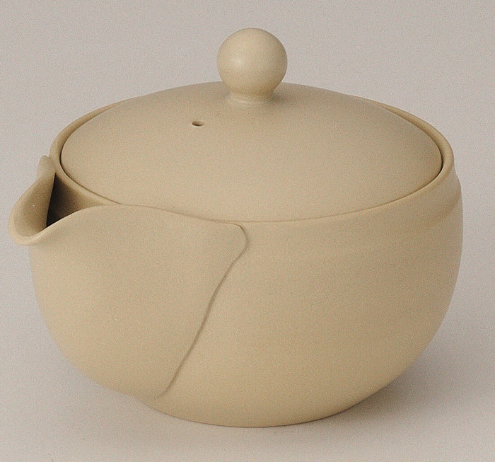 Takasuke Kiln (Y119) 高資陶苑: Tokoname Hohin Tea Pot, Sand Yellow, Ceramic Mesh Strainer 160 ml