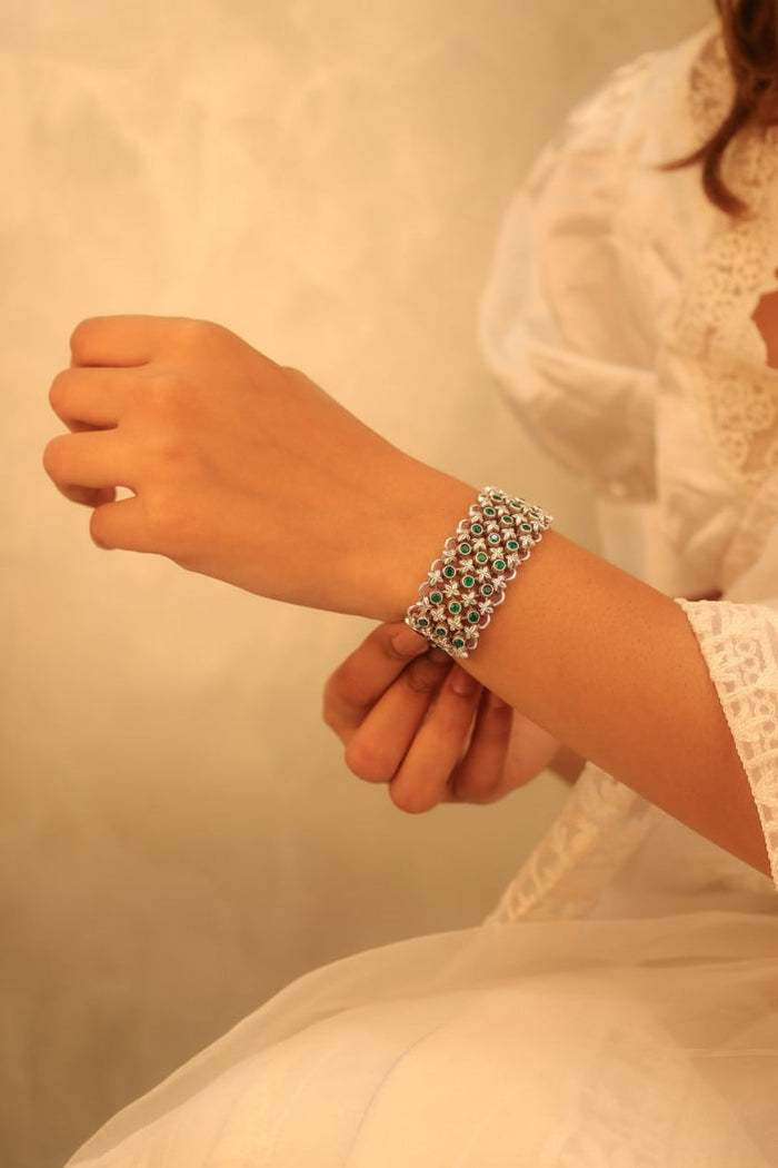 Tattva Green Jadau Timeless Three Layer Bracelet