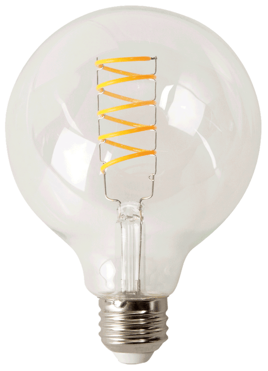 LED G30 TCP FG30D2518VC Antique White LED Spiral Filament G30 Light Bulb 3W 1800K TCP