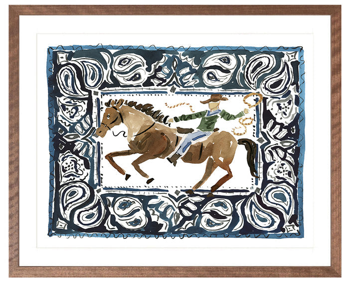 The "Rodeo Horse, Navy" Fine Art Print