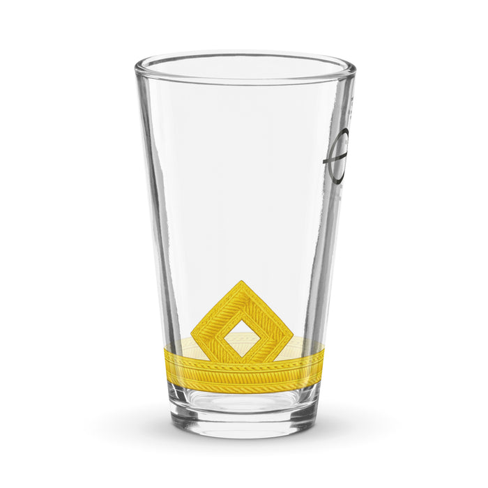 Third Officer pint glass with epaulette design and clear glass finish