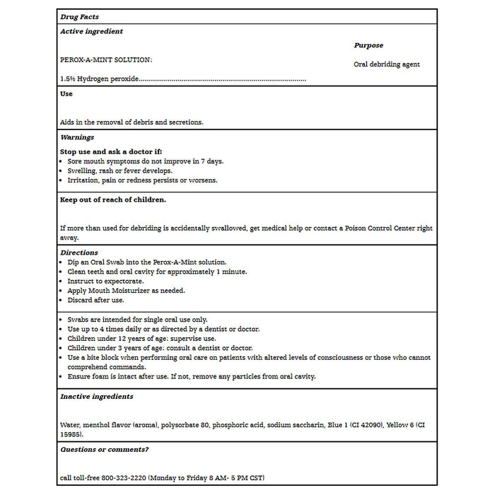 Toothette Oral Swab System with Perox-A-Mint Solution, Kit of 20 Swabs