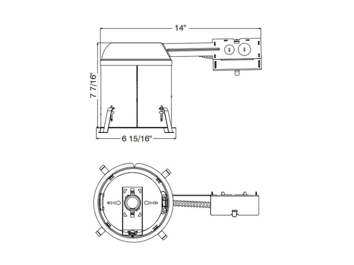 Recessed Can Topaz RH6/RLED/IC/AT 6" LED Remodel Housing - IC - Air-Tight - Quick Connect Topaz