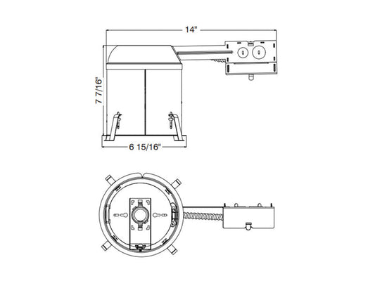 Recessed Can Topaz RH6/RLED/IC/AT 6" LED Remodel Housing - IC - Air-Tight - Quick Connect Topaz