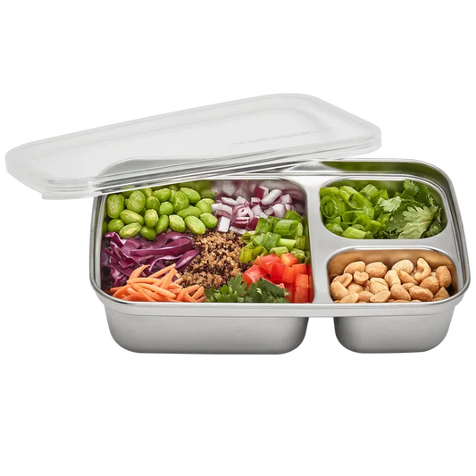 U Konserve Rectangle 3 Compartment Stainless Steel Food Container 705ml/24oz