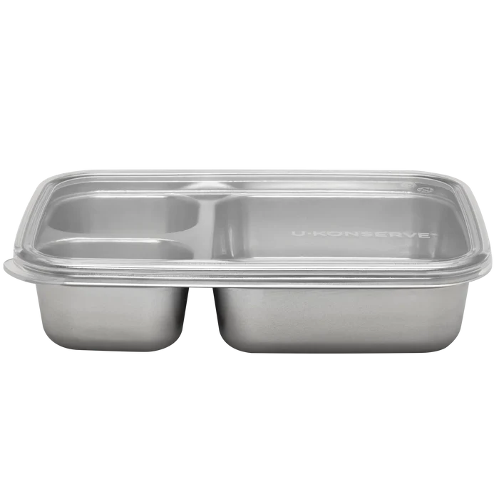 U Konserve Rectangle 3 Compartment Stainless Steel Food Container 705ml/24oz