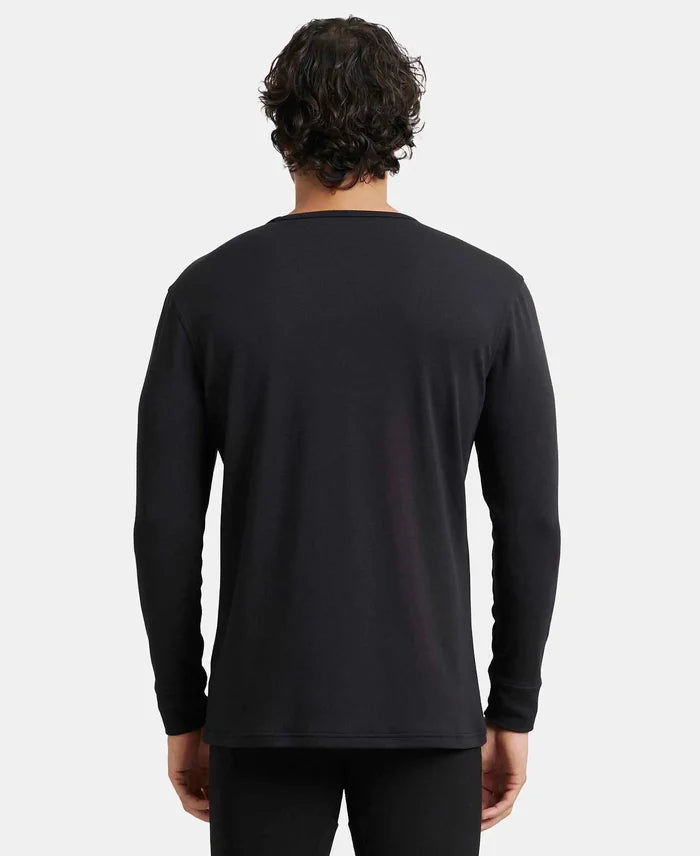 Soft Touch Microfiber Elastane Stretch Fleece Fabric Full Sleeve Thermal Undershirt with StayWarm Technology - Black-3