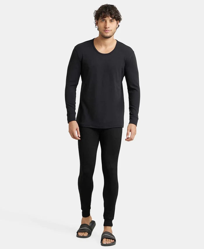 Soft Touch Microfiber Elastane Stretch Fleece Fabric Full Sleeve Thermal Undershirt with StayWarm Technology - Black-4