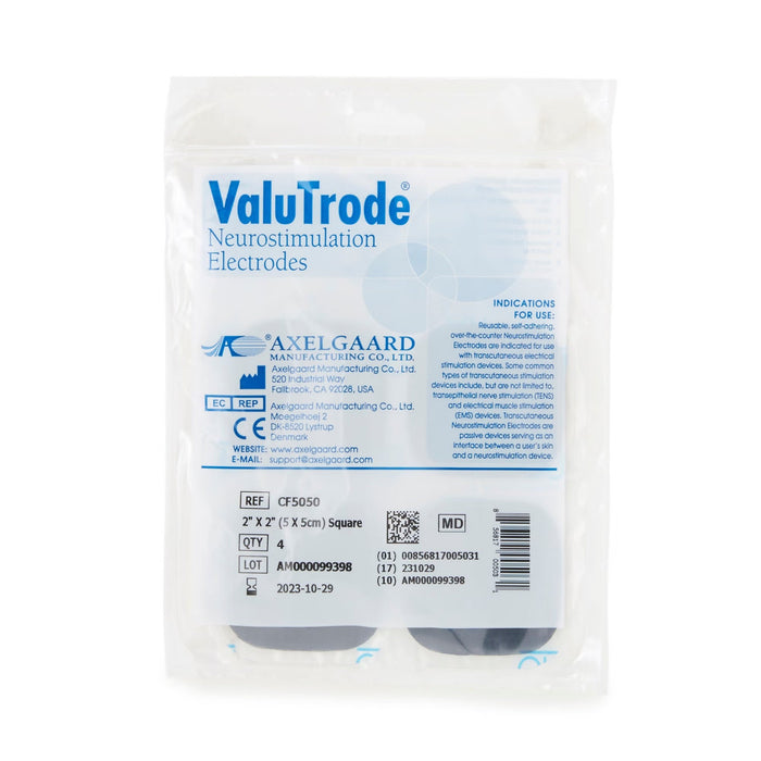 ValuTrode Cloth Electrotherapy Electrode, 2" x 2", 4 Ct - CF5050-Box - LL Medico