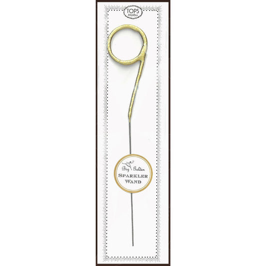 The TOPS MALIBU WAND BIG GOLD SPARKLER 9 is a gold, number nine sparkler perfect for use as a fun cake topper or party decoration.