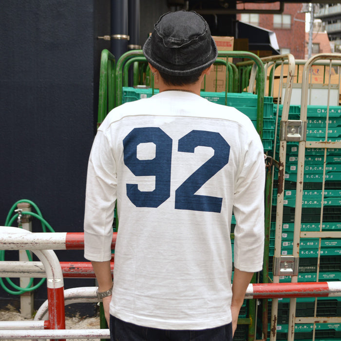 WARE HOUSE "4063 NAVY 92" 3/4 Sleeve Football T-shirt