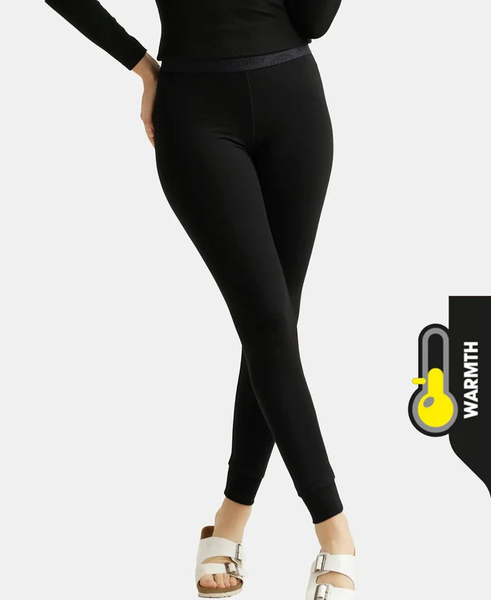 Warmth Soft Touch Microfiber Elastane Stretch Leggings with StayWarm Technology - Black