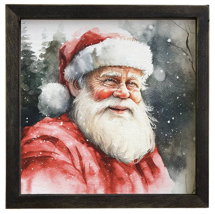 Watercolor Santa - Rustic Frames: 24" x 24" x 1.5"