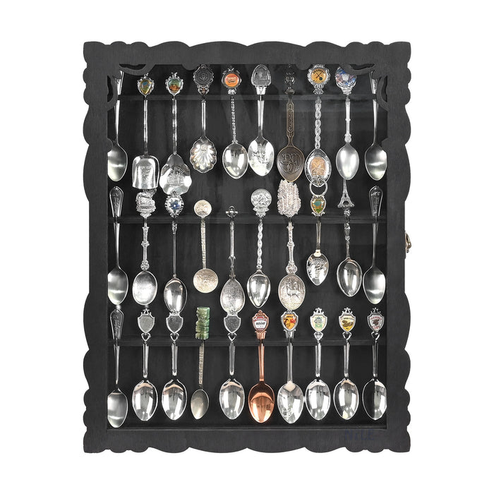 #WD1730 Wooden 30-Souvenir Spoon Display Case Cabinet with Tempered Glass