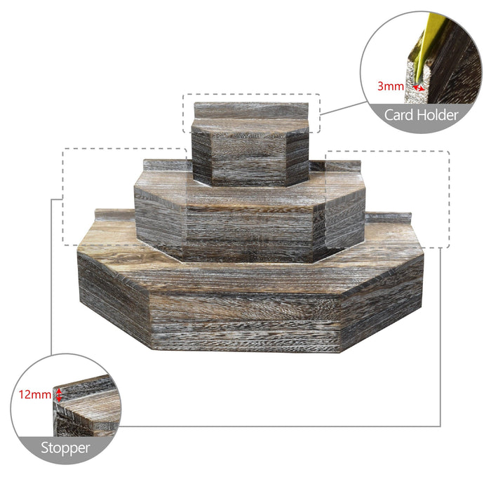 #WD3015-CF  3-Tier Coffee Color Wood Stair Step Display Risers