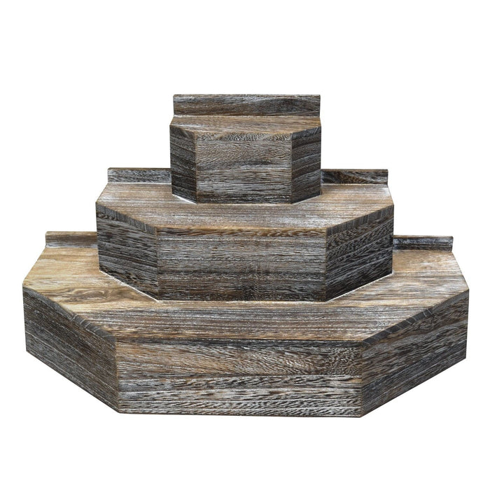 #WD3015-CF  3-Tier Coffee Color Wood Stair Step Display Risers