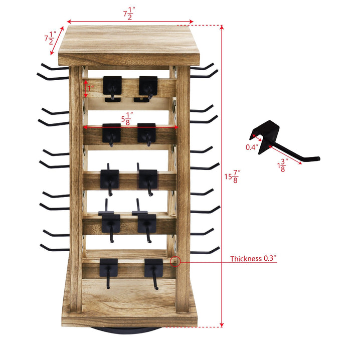 #WD4020 Wood Rotating Jewelry Storage Earrings Display