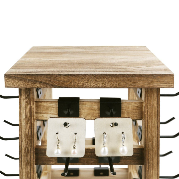#WD4020 Wood Rotating Jewelry Storage Earrings Display