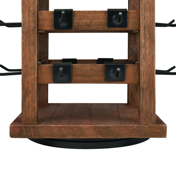 #WD4020 Wood Rotating Jewelry Storage Earrings Display