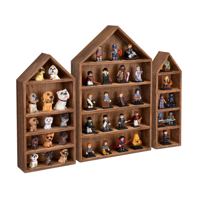 3 Pcs Set House-Shaped Shelf Wooden Shadow Cubby Box Display Shelf
