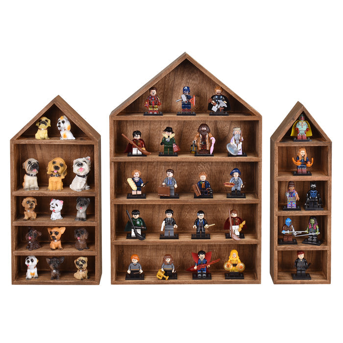 3 Pcs Set House-Shaped Shelf Wooden Shadow Cubby Box Display Shelf